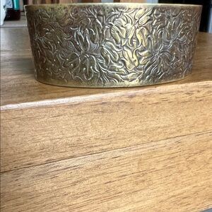 Vintage Floral etched copper cuff made in Mexico